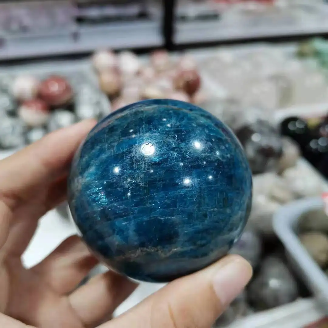 50-60cm Prírodné Modré apatitu kameň oblasti Minerálnych Čakier Reiki Liečenie Loptu home decor