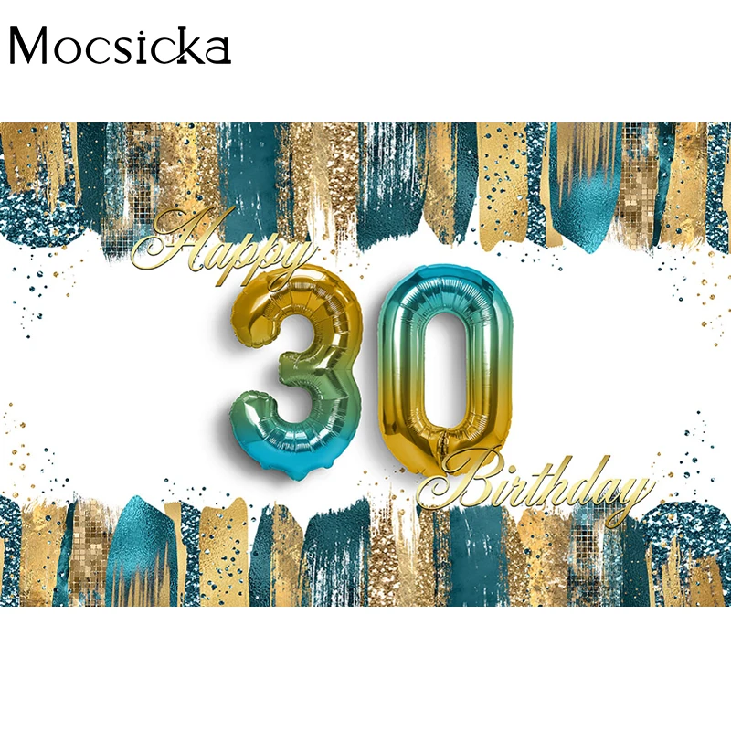 Mocsicka 30. Happy Birthday Pozadí Zlatý Lesk Gradient Farba Balónová Výzdoba Narodeninovej Party Štúdio, Fotografovanie Rekvizity Obrázok 3 
