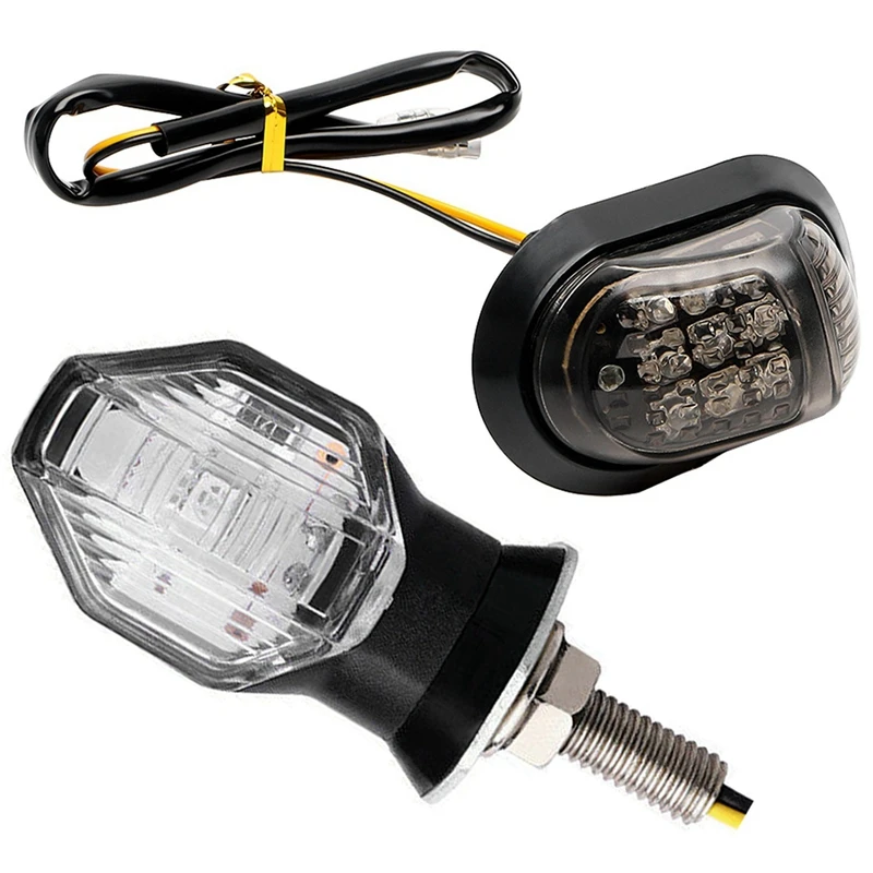 2x 12V Žltá Osvetlenie Motorke Ukazovatele Blinker 9 LED & 2ks Zapnite Indikátor Signálu Svetlo Žiarovky Black Amber 12V