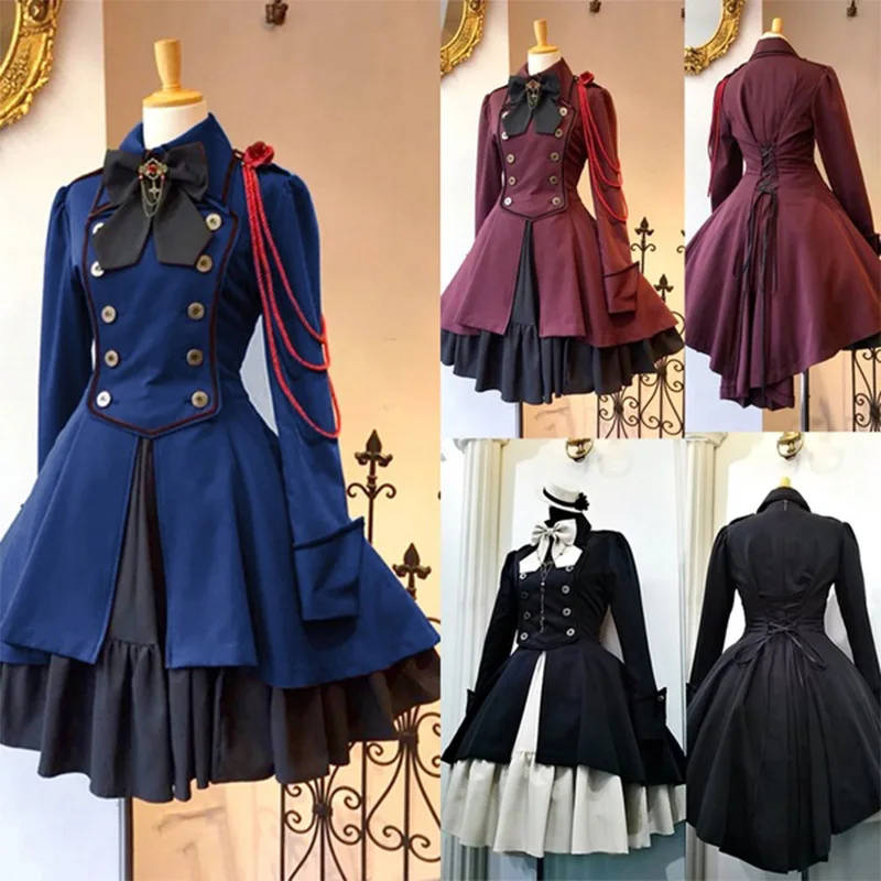 Stredoveké renesančné sladké lolita šaty vintage falbala bowknot vysoký pás viktoriánskej šaty kawaii dievča gothic lolita op loli cos