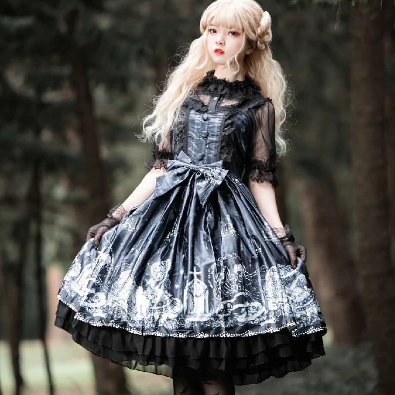 Japonský Lolita Jsk Šaty Tomb Väzeň Dievča Gotický Tmavé Vintage Viktoriánskej Princezná Strany Bez Rukávov Dieťa Bábiku Šaty Pre Ženy
