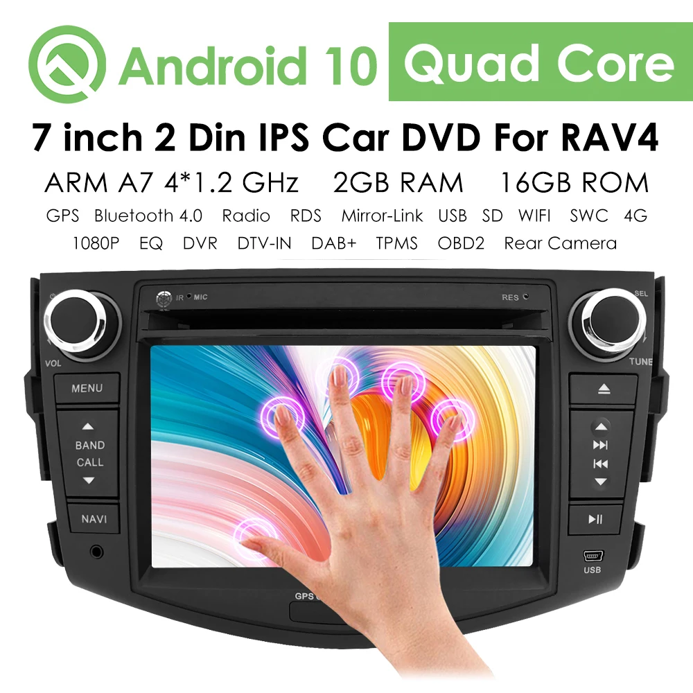 Android 10 autorádia Pre Toyota RAV4 2006 - 2012 Audio-Video, GPS Navigácie Stereo Multimidia Hráč 2 Din DAB+ TPMS 7