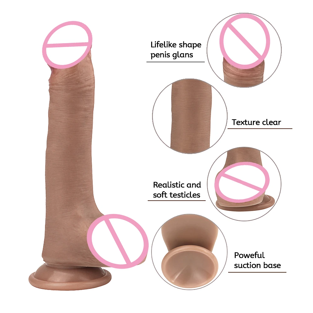 2020 Silikónové Veľké Mäkké Hračky Realistický Penis Hnedé Dildo Pre Ženy Flexibilné Obrovský strapon dildo S Textúrou Hriadeľ Sexuálne Hračky
