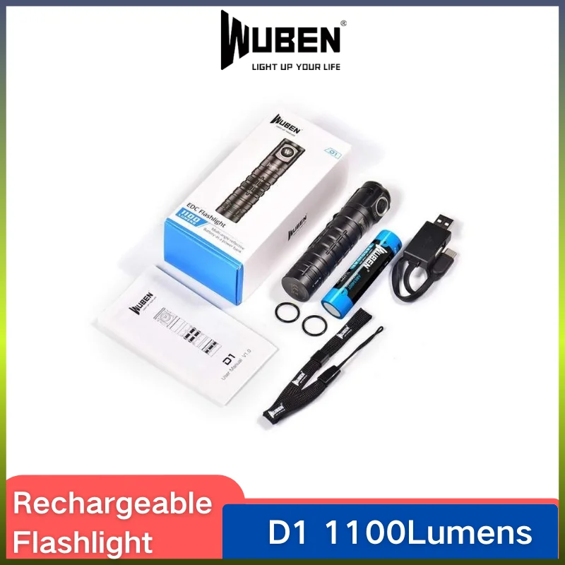 WUBEN D1 LED Baterka 1100Lumens USB Nabíjateľné 18650 Batérie Baterku S Výkonom Bankových Troch Svetlo Pre Rybárske potreby na Kempovanie